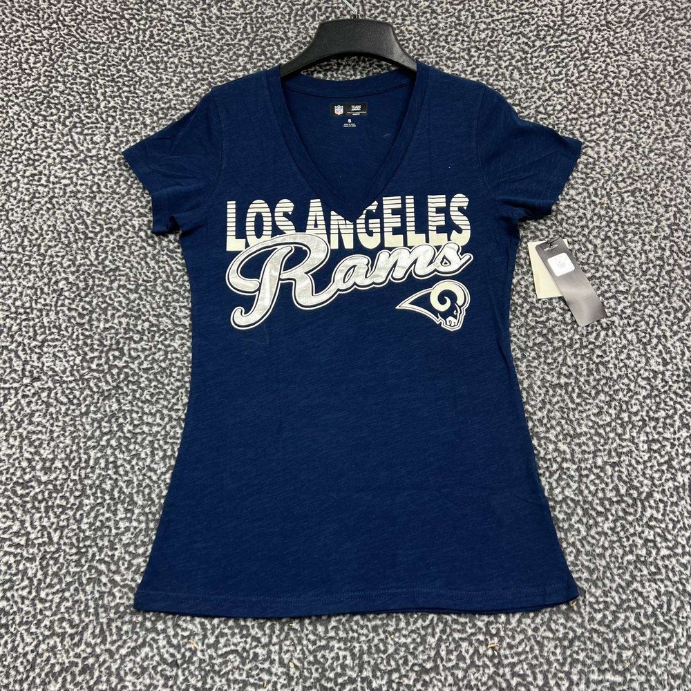 Los‎ Angeles LA Rams Shirt Women Small Blue G-III Short Sleeve V-Neck New
